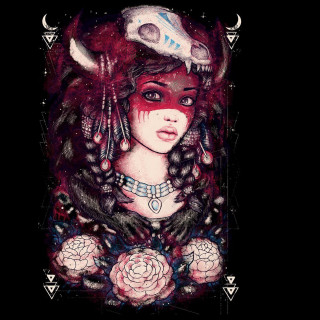 Woman strange hat feather flower - free cyberpunk wallpaper