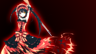 Woman red dress sword red - a red background behind her free wallpaper