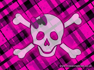 Skull crossbones bow pink checkered 2 - elaine hamilton free wallpaper