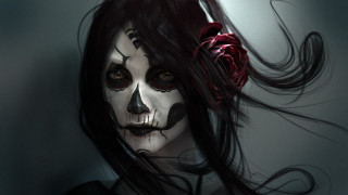 Woman makeup rose skull beauty - gothic art free wallpaper for desktop