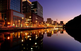City skyline river night lights 17 - building free wallpaper
