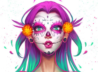 Purple hair flower makeup surreal - her hair and a flower free wallpaper
