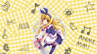 Girl sword checkered background musical - a book free wallpaper