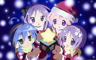 Anime girls snowy scene holding - official free wallpaper for desktop