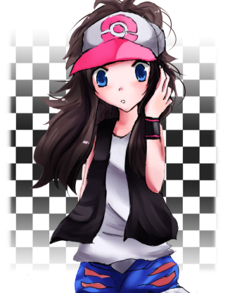 Girl pinkhat bluejeans checkered anime - a girl free wallpaper