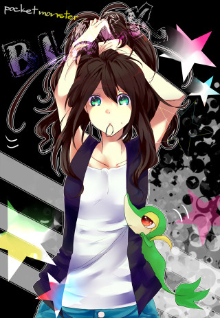 Woman longhair white shirt green 2 - a green snake free wallpaper