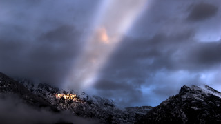 Mountain rainbow sky clouds beautiful - crepuscular ray free wallpaper