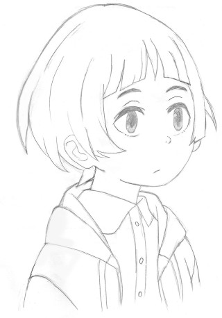 Girl short hair shirt drawing - a button free wallpaper