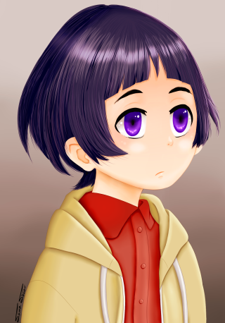 Purple eyes hoodie drawing person - underneath free wallpaper