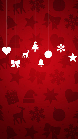 Red background white christmas decorations 2 - naive free wallpaper