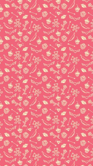 Pink background variety items colorful - lineart free wallpaper