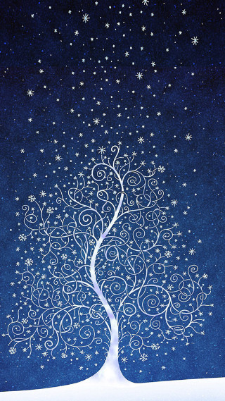 Tree snow falling stars sky - the sky above free wallpaper