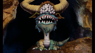 Dragon huge head horns rock - huge free wallpaper