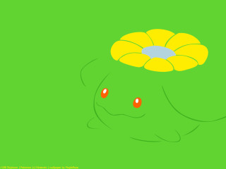 Yellow flower red eyes green - derf free wallpaper
