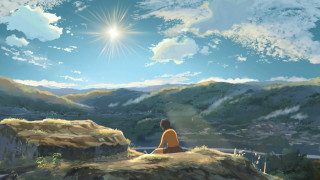 Cliff sitter sky mountains bright - a cliff free wallpaper for desktop