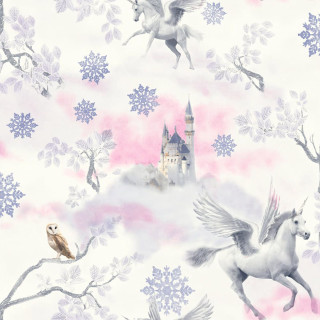 Castle unicorns bird branch wallpaper - fantasy style free wallpaper