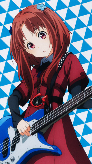 Girl red hair blue guitar - background free wallpaper