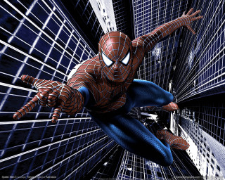 Spider man flying city skyscrapers 2 - skyscraper free wallpaper