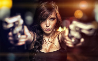 Woman gun pointing camera blurry - a gun free wallpaper