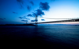 Bridge water sky clouds blue - almada negreiro free wallpaper