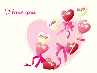 Valentines day card heart lollipops 2 - a bow free wallpaper