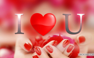 Woman holding red heart i - a red heart free wallpaper