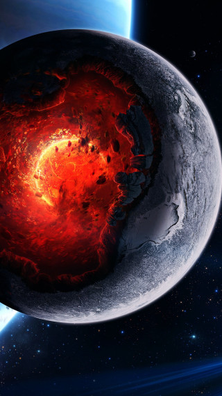 Red black object space blue - matte painting free wallpaper