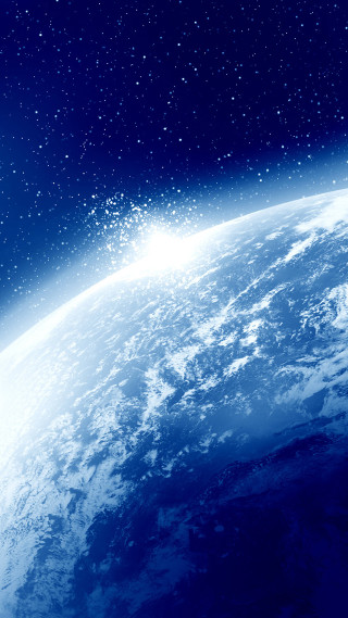 Earth space stars blue aurora - a detailed matte painting free wallpaper