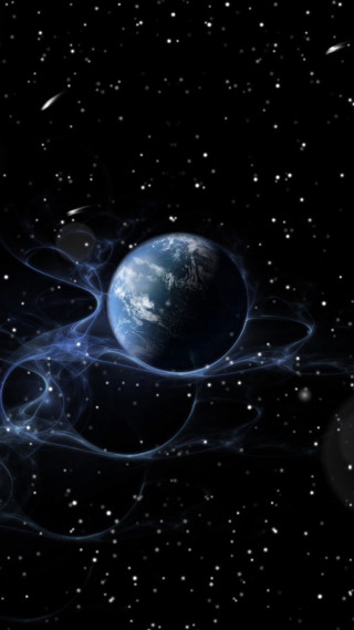 Planet stars black background white - a white swirl free wallpaper