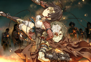 Anime characters fighting fireball fire 2 - sots art free wallpaper