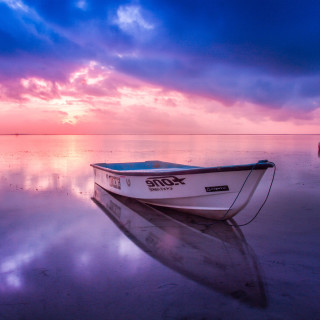 Boat beach sunset pink blue - sunset free wallpaper