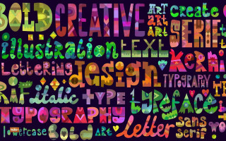 Colorful typogramic typeface dark background - surreal free wallpaper