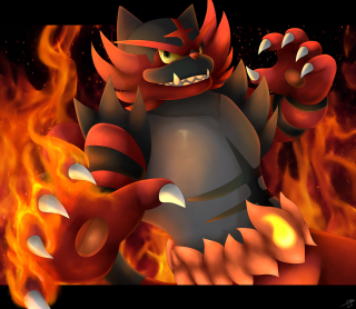 Cartoon character fire breathing arms - in front free wallpaper