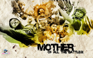 Man catching ball surrounded people - epic composition free wallpaper