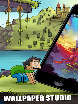 Cartoon character playing phone computer - 2 d game art free wallpaper