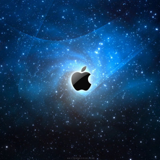 Apple logo space stars blue 4 - computer art free wallpaper