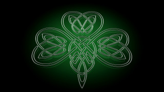 Green shamrock black background white - a white outline free wallpaper