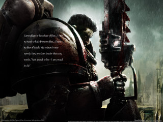 Man holding giant metal object - warhammer free wallpaper
