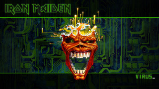 Demonic face green background circuit - biomechanical free wallpaper