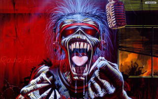 Creepy man red light face - metal free wallpaper