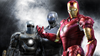 Iron man couple dark background - assemblage free wallpaper