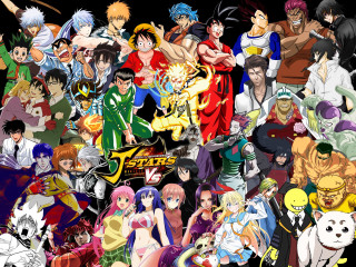 Anime characters expressions colorful group - different free wallpaper