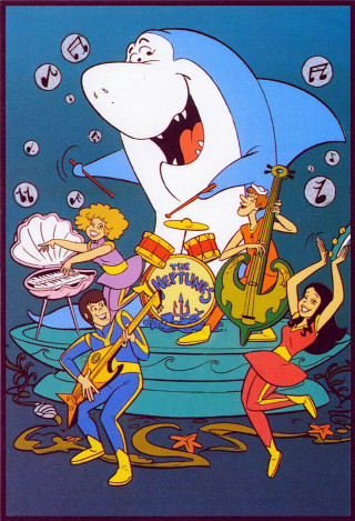 Cartoon band shark guitar man - a guitar free wallpaper