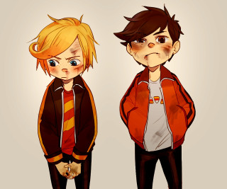 Two young boys blonde hair - a red jacket free wallpaper