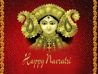 Navrati golden face red background - a red border free wallpaper