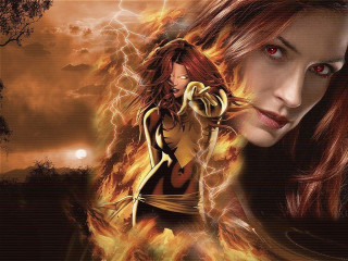 Woman red eyes yellow dress - a yellow dress free wallpaper