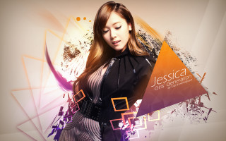 Woman long hair black jacket 17 - a geometric design free wallpaper