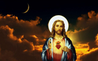 Jesus heart crescent sky painting - a painting of jesus free wallpaper