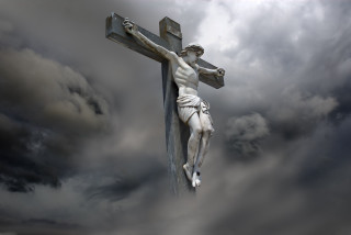 Jesus statue cross clouds sky - dionisiu free wallpaper
