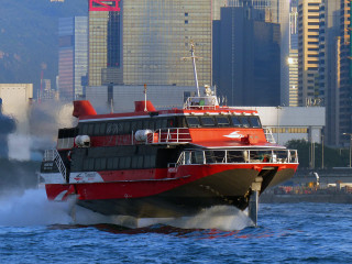 Large boat city skyline reflection - tall building free wallpaper